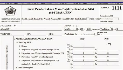 Formulir Spt Ppn 1111 Dalam Bentuk Excel Berbagi Bentuk Penting