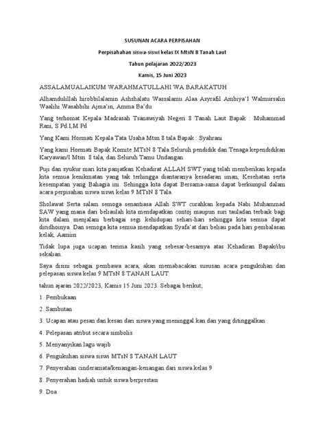 Susunan Acara Perpisahan | PDF