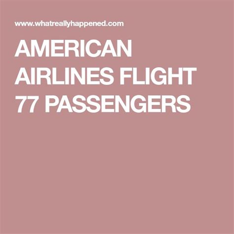 AMERICAN AIRLINES FLIGHT 77 PASSENGERS