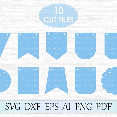 Banners Svg Pennant Bunting Svg Template Cut File Swallowtail Etsy