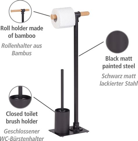 Wenko Toiletbutler Forli Zwart Bamboe Toiletrolhouder En