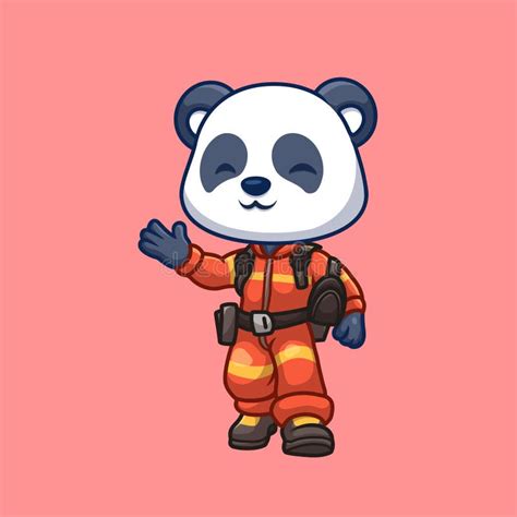Firefighter Panda Cute Cartoon Stock Vector - Illustration of rescue ...