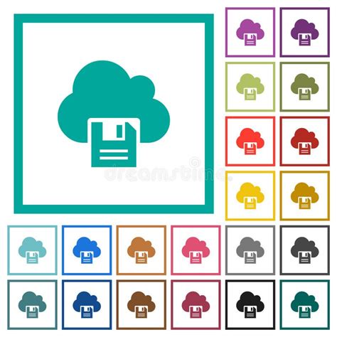 Almacenamiento En La Nube Iconos Blancos Planos En Fondo De Color