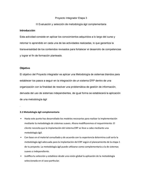 Proyecto Integrador Etapa 3 Objetivo El Objetivo Del Proyecto