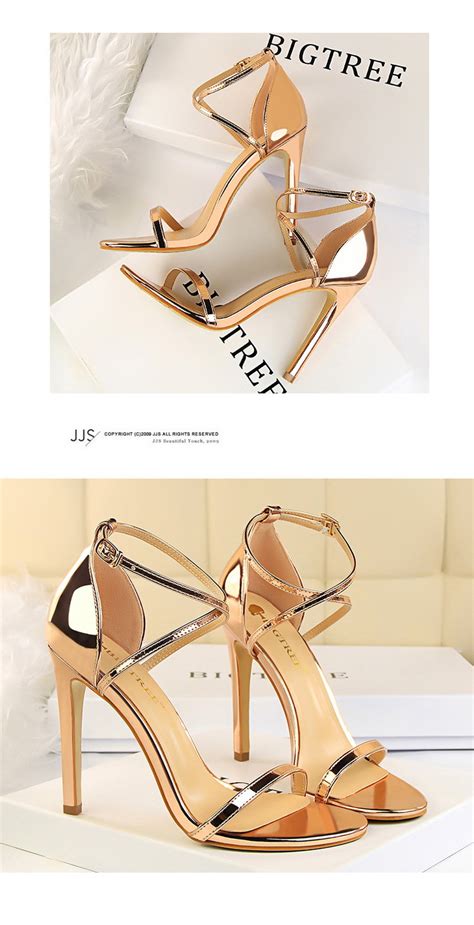 Elegant Ankle Strap High Heels Fashion Sandals In Silver And Gold Artofit