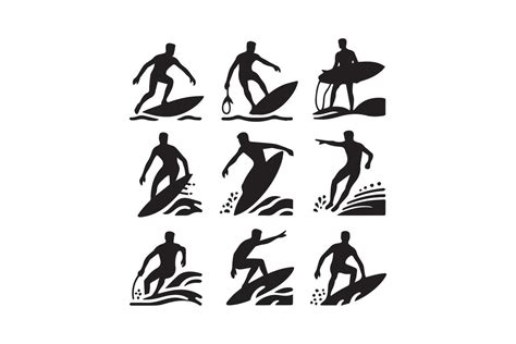 Surfers Silhouettes Illustration 49236660 Vector Art At Vecteezy