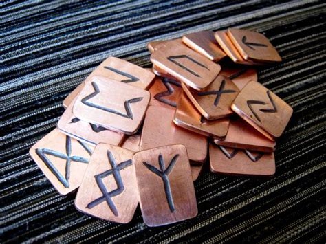 Rune Set Metal Runes Solid Copper Runes With Black Symbols Etsy