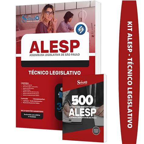 Kit Apostila ALESP Técnico Legislativo Caderno de Testes Solução