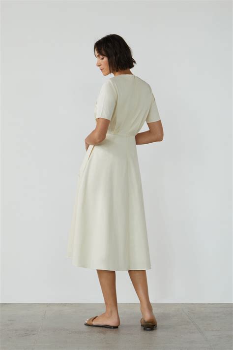 Organic Cotton V Neck Pleated Dress Our Second Nature