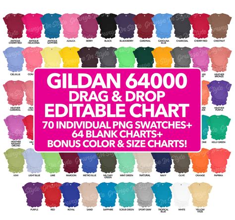 Gildan 64000 Drag And Drop Editable Color Chart Diy Unisex Men 70