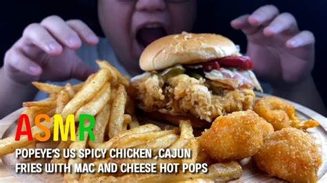 ASMR Popeye S US Spicy Chicken Sandwich Cajun Fries And Mac And