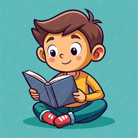 Premium Vector Cartoon Boy Reading Book Vector Image