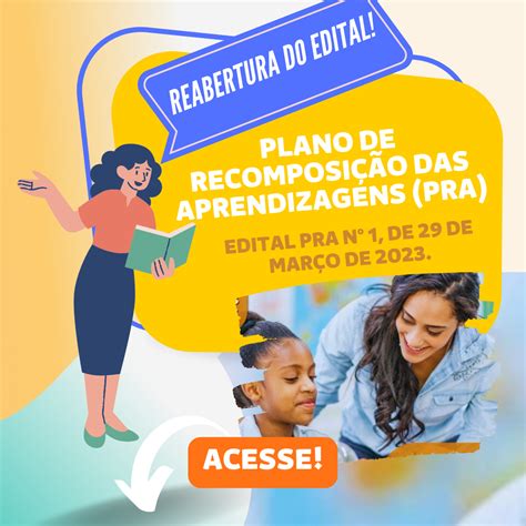 Reabertura do EDITAL PRA Planos de Recomposição das Aprendizagens