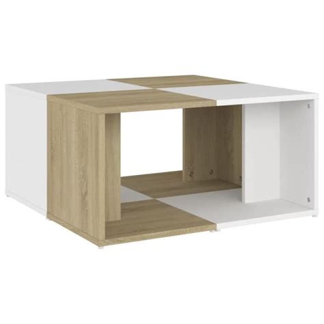 Abb Tables Basses Pcs Blanc Et Ch Ne Sonoma X X Cm Agglom R