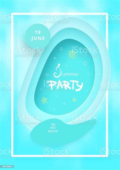 Summer Party Flyer Vector Illustration Stock Illustration Download Image Now Blue Bright