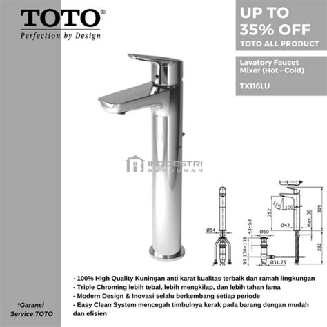 Jual Kran Wastafel TOTO TX LU Lavatory Faucet TOTO Hot Cold Kab Bogor Indoestri