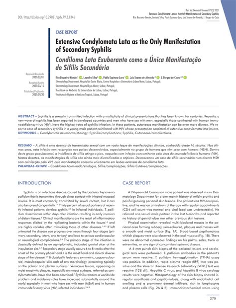 Pdf Extensive Condylomata Lata As The Only Manifestation Of Secondary Syphilis