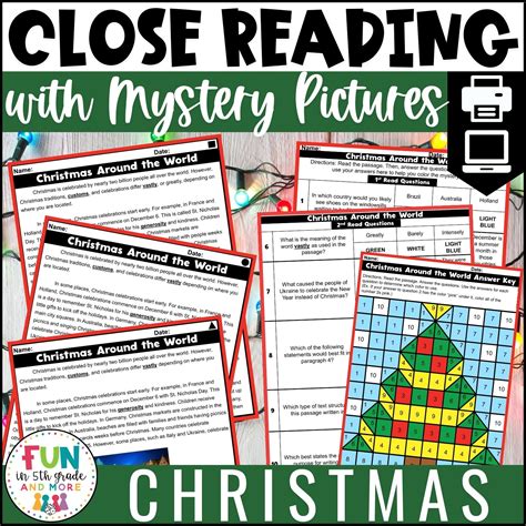 Christmas Reading Comprehension Passages With Mystery Picture Activity