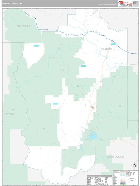 Granite County, MT Wall Map Premium Style by MarketMAPS