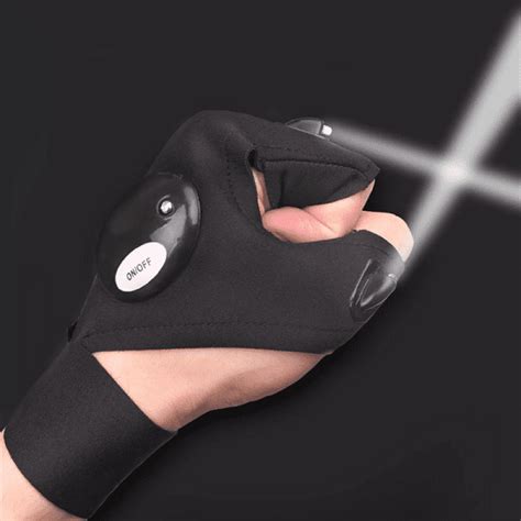 LED Flashlight Waterproof Fingerless Gloves