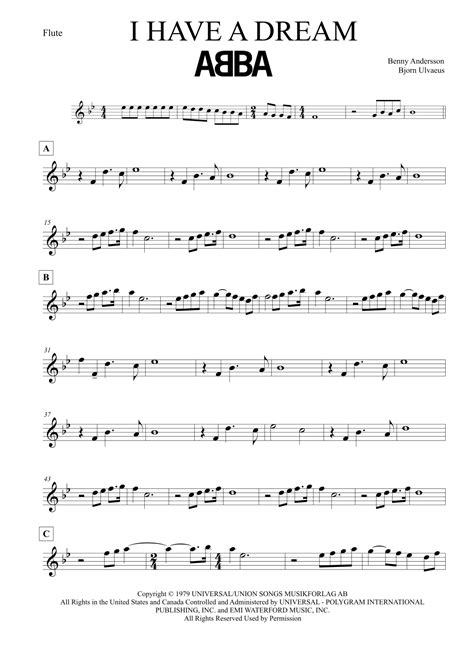 I Have A Dream Arr Leo Silva By Abba Sheet Music For Flute Solo At