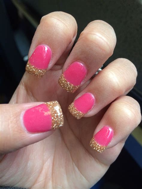 Nails Anc Pink And Gold French Manicure Nail Manicure Nails Beuty