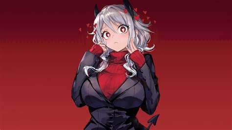 1197380 Anime Red Eyes 2d Big Boobs Horns Suits Malina Helltaker Tail Anime Girls