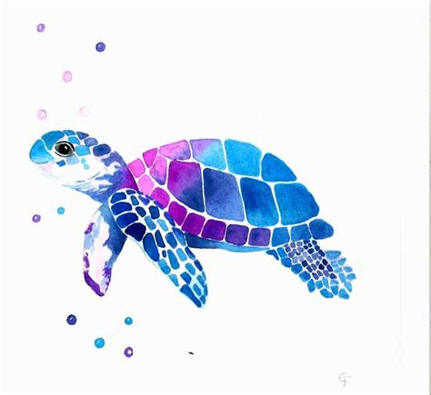 Original Baby Sea Turtle Watercolor Nursery Art Baby Boy