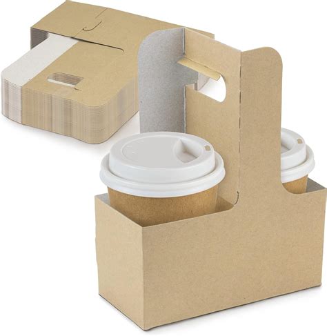 Pack Cup Drink Carrier With Handle Kraft Paperboard Handled