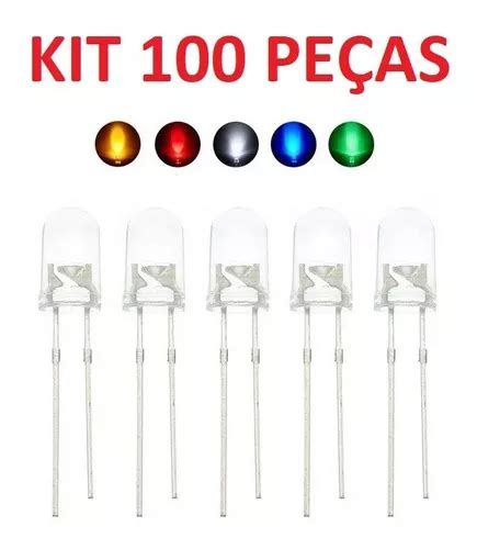 Kit Led Alto Brilho 5mm 100 Und Cores Variadas Parcelamento Sem Juros