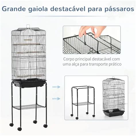 Gaiola para Passáros Suporte Gaiola Metálica de Aves Canários 4