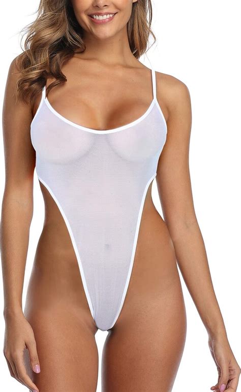 SHERRYLO See Through One Piece Swimsuit High Cut Micro Monokini Bikini