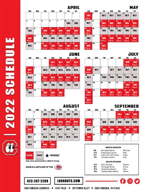 Lookouts 2022 Schedule | PDF | Major League Baseball Teams