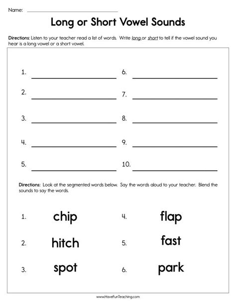 Long Vowels First Grade