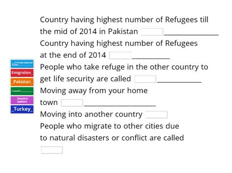 Migration Missing Words Grade 6 Complete The Sentence