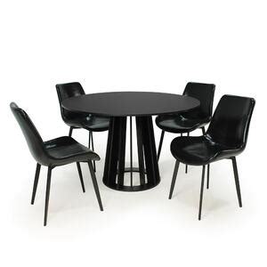 Conjunto Mesa De Jantar Redonda Preta Talia Cm Cadeiras