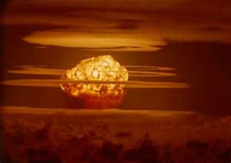 The Castle Bravo Nuclear Test March 1 1954 Showing The Mushroom Cloud