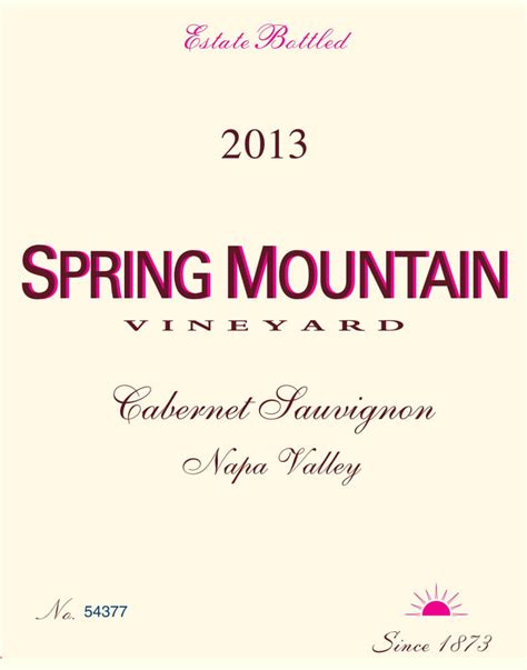 Spring Mountain Vineyard Cabernet Sauvignon 2013