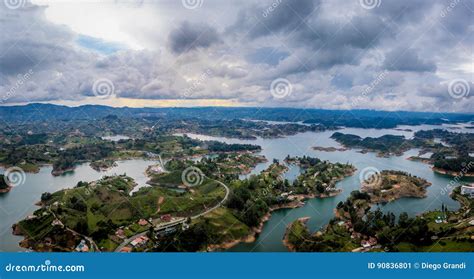 Panorama Van Guatape Dam Penon Colombia Stock Afbeelding Image Of