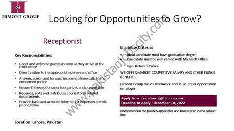 Himont Group Jobs Receptionist