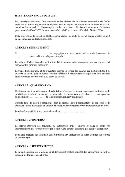 Contrat De Forfait Annuel En Jours V T Rinaire Cadre Autonome Doc