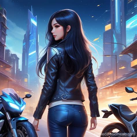 Post Apocalyptic Cyberpunk Biker Woman Stable Diffusion Online