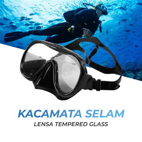 Qyq Kacamata Selam Scuba Diving Mask Snorkeling Goggles Black