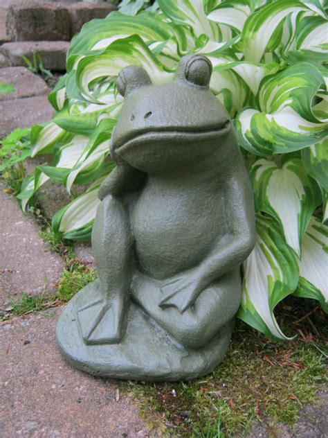 Frog Garden Statue Relaxing Concrete Frog Cement Garden Art - Etsy