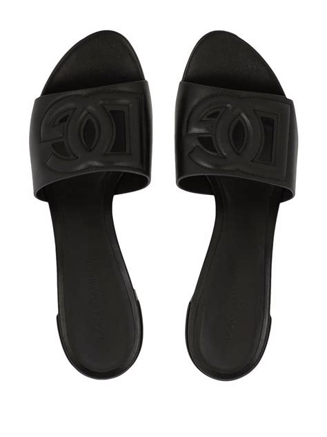 Dolce And Gabbana Dg Logo Leather Sandals Black Farfetch