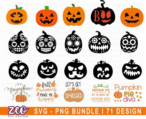 Pumpkin Svg Bundle Halloween Pumpkin Svg Dxf Cut File Silhouette