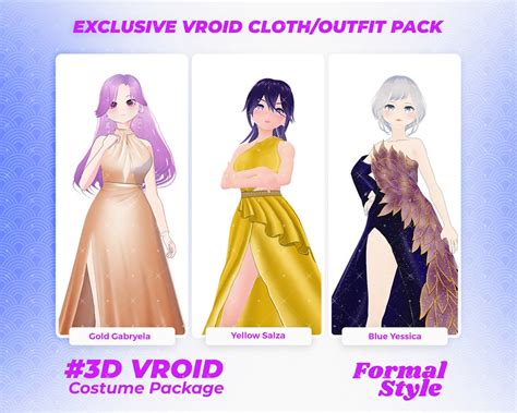 Regal Vroid Attire Collection 3 Luxurious Formal Outfits For Avatars