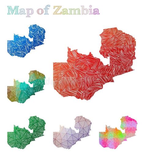 Mappa Disegnata A Mano Dello Zambia Illustrazione Vettoriale