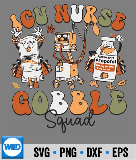 Thanksgiving SVG Retro Icu Nurse Gobble Squad Thanksgiving Fall Autumn