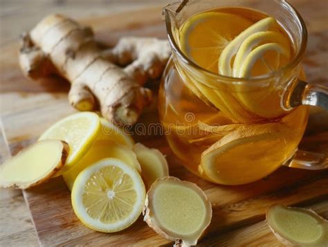 Cup Of Ginger Tea With Honey And Lemon Hot Tea With Lemon And Ginger Stock Image Image Of
